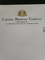 Vintage 2 Sheets of Carling Brewing Company Letterhead for Belleville IL NOS