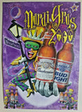 1999 Anheuser Busch  Budweiser Mardi Gras 2000 Tavern / Store Poster 28"x19" NOS