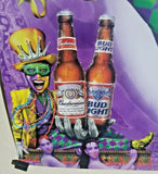 1999 Anheuser Busch  Budweiser Mardi Gras 2000 Tavern / Store Poster 28"x19" NOS