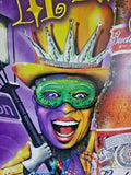 1999 Anheuser Busch  Budweiser Mardi Gras 2000 Tavern / Store Poster 28"x19" NOS