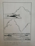 Vintage Pencil Drawing Signed By Spencer T. Banks Un-Named Airplane 7" x 10"