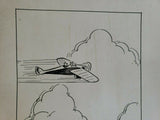 Vintage Pencil Drawing Signed By Spencer T. Banks Un-Named Airplane 7" x 10"