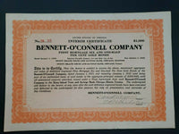 1923 Bennett -O'Connell Company   Cancelled Stock Certificate 11