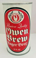 1970's Owen Brew Beer Red Can Lager Beer, Walter, Eau Claire, Wisconsin Empty BC1-6