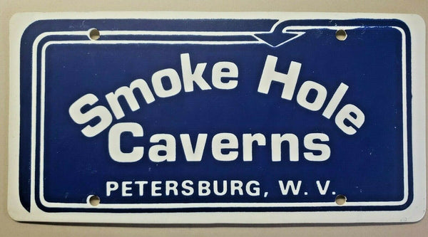Vintage 1980's License Plate Hard Plastic Smoke Hole Caverns Petersburg, W.V.