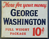 Vintage George Washington Tobacco Store Display Sign 10 Cents New Old Stock