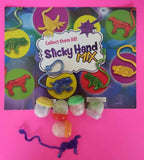 6 Gooey Sticky Hands Mix Vending Machine Prize Toy 1" Capsules and Display Card