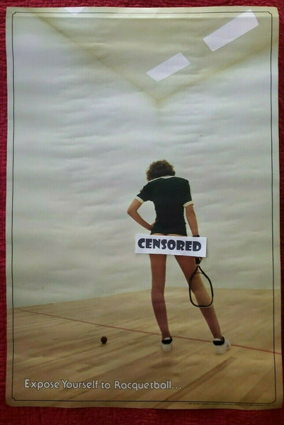 Vintage 1980 "Expose Yourself to Racquetball Pin Up Poster NOS