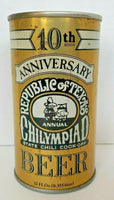 1970's Republic of Texas Chilympiad Beer Can 10th Anniv. Spoetzl Brewery Empty BC1-15