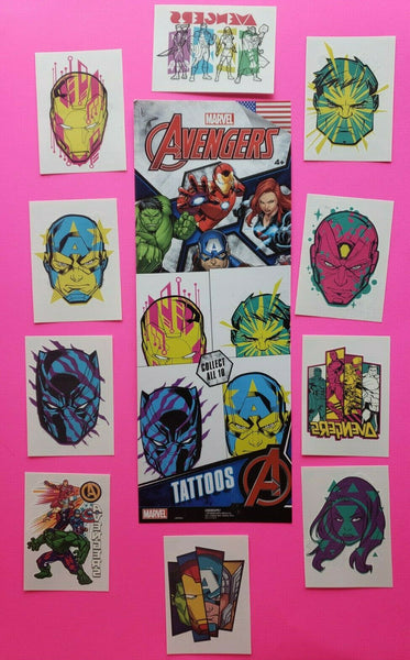 Avengers 10 Tattoos  with Vending Display Sign New