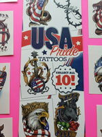 USA Pride 10 Tattoos  with Vending Display Sign New