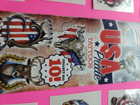 USA Pride 10 Tattoos  with Vending Display Sign New