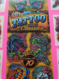 Ultra Tattoo Classics 10 Temporary Tattoos with Vending Display Sign New