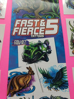 Fast & Fierce 10 Temporary Tattoos with Vending Display Sign New