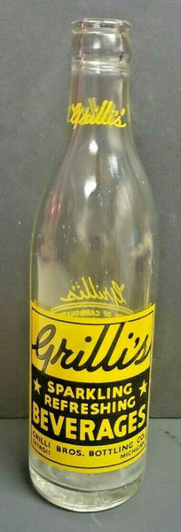 1952 Vtg ACL Grilli's Sparkling Beverage Pop Soda Bottle 12oz Detroit, MI B1-33