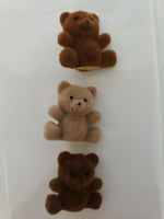 Vintage Mini Flocked Fuzzy 1" Toy Teddy Bears Vending Charm Prize NOS lot of 3