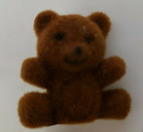 Vintage Mini Flocked Fuzzy 1" Toy Teddy Bears Vending Charm Prize NOS lot of 3