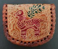 Vintage Coin Purse Hand Made Leather Llama Pouch Snap Closure New  #11