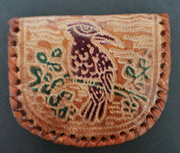 Vintage Coin Purse Hand Made Leather Falcon Pouch Snap Closure New  #9