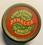 Vintage 1896 Ba'ma'cea Sanitary Salve Medical Advertising Tin Boston Ma Bamacea