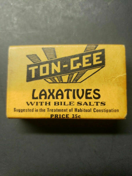 Vintage Ton-Gee Laxative w/ Bile Salts Tablets Medicine Box Cincinnati Ohio PB34