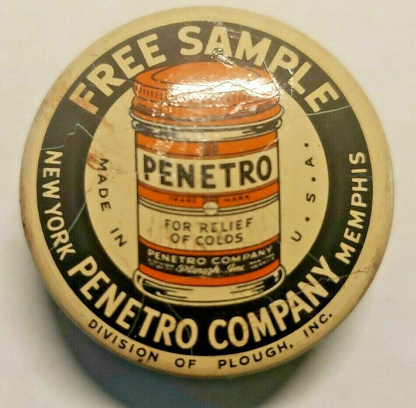 Vintage Free Sample Penetro Salve Advertising Medicine Round Tin