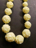 Vintage Carved/Molded Rose Necklace About 22 Inches Hong Kong New Old Stock