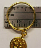 Vintage Gold Tone Tiny Roman Coin Dangle Charm Ring Small