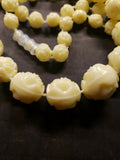 Vintage Carved/Molded Rose Necklace About 22 Inches Hong Kong New Old Stock