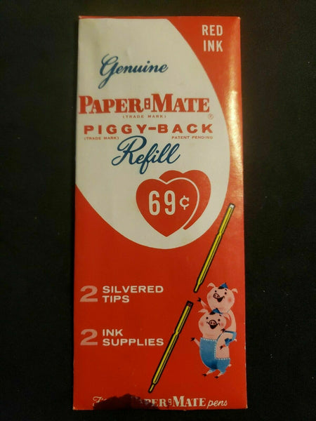 1956 Paper Mate Piggy-Back Ink Refill Red Unopened Package NOS PB75