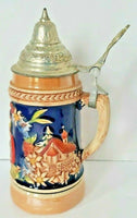 German 3D Stein Mug Bavaria Foley & Robinson with Lid 6.5" tall MS