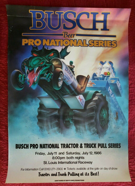 1986 Busch Beer Pro National Series Tractor &Truck Pull Paper Poster St Louis