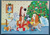 1980's Disney Lady and the Tramp Christmas Poster with Jock & Trusty Q