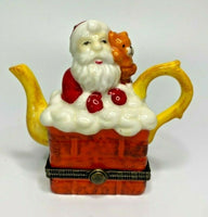 Vintage Porcelain Santa Teapot Trinket Box U185-10