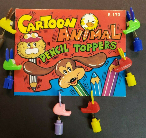 Vintage Gumball Vending Springy Animal Pencil Toppers  Lot of 6 New Old Stock