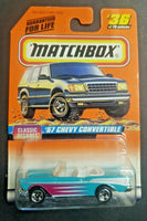 1997 Matchbox 1957Chevy Convertible #36 Teal Classic Decades NIB HW4