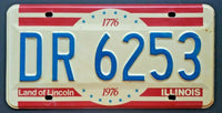 1976 Illinois License Plate Bicentennial 1776-1976 DR 6253 F2