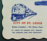 1955 Wabash Railroad Meal Placemat Blue Bird St. Louis - Chicago Dome Liner WS7D