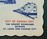 1955 Wabash Railroad Meal Placemat Blue Bird St. Louis - Chicago Dome Liner WS7D