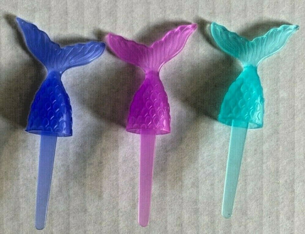 Bakery Crafts Plastic Cupcake Favors Toppers New Lot of 6 "Mermaid Tail Pick" #3