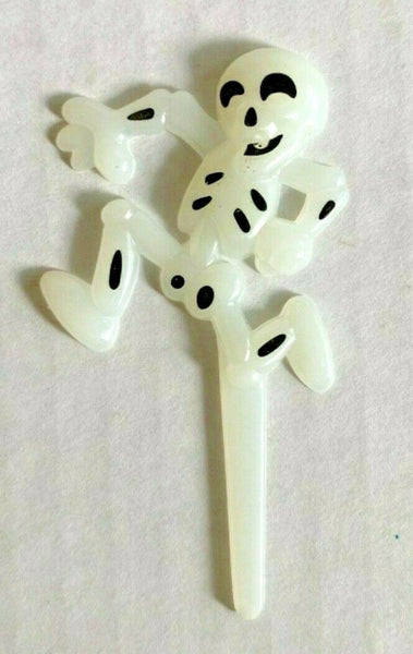 Bakery Crafts Plastic Cupcake Favors Toppers New Lot of 6 "Skeleton Picks" #4