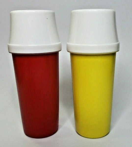 Vintage Tupperware Ketchup 1329-7 & Mustard 1329-1 Pump Dispensers Set U143