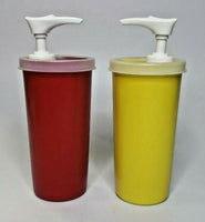 Vintage Tupperware Ketchup 1329-7 & Mustard 1329-1 Pump Dispensers Set U143