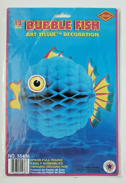 1994 Beistle Tissue Bubble Blue Fish Luau Marine Life Party Decoration New