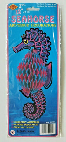 1974 Beistle Seahorse Die Cut Decor Piece Honeycomb Tissue Vintage Party Decor