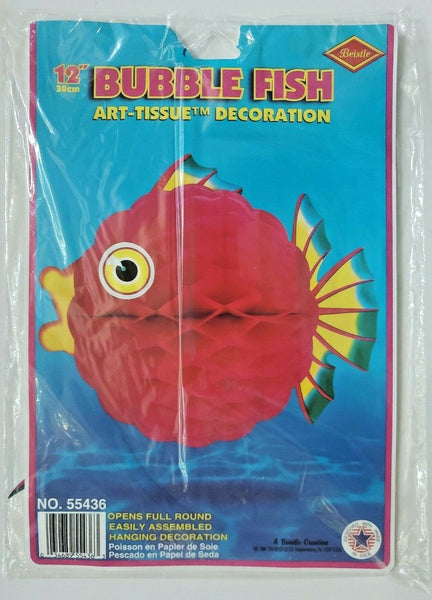 1994 Beistle Tissue Bubble Red Fish Luau Marine Life Party Decoration New