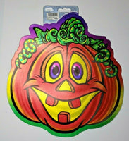 2004 Beistle  Die Cut Halloween JOL Pumpkin Reflective Foil Wall Hanging New