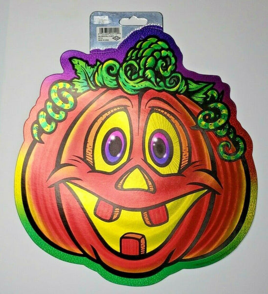 2004 Beistle  Die Cut Halloween JOL Pumpkin Reflective Foil Wall Hanging New