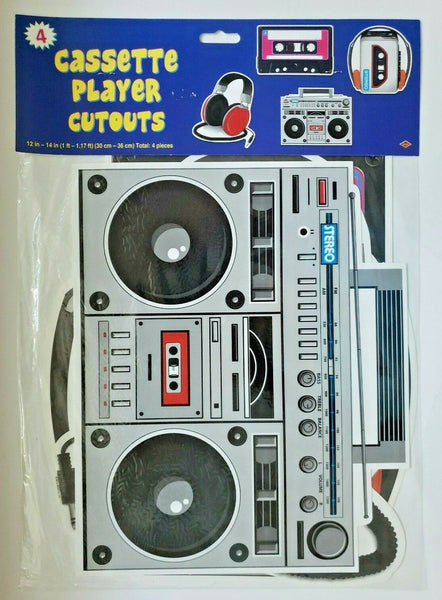 2014 Beistle 1980's Cassette Player Cutouts 12" to 14" 4 Pack Party Decorations