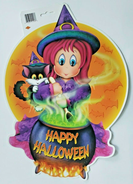 1990's Beistle Children's Witch Die Cut Halloween Wall Hanging Decoration